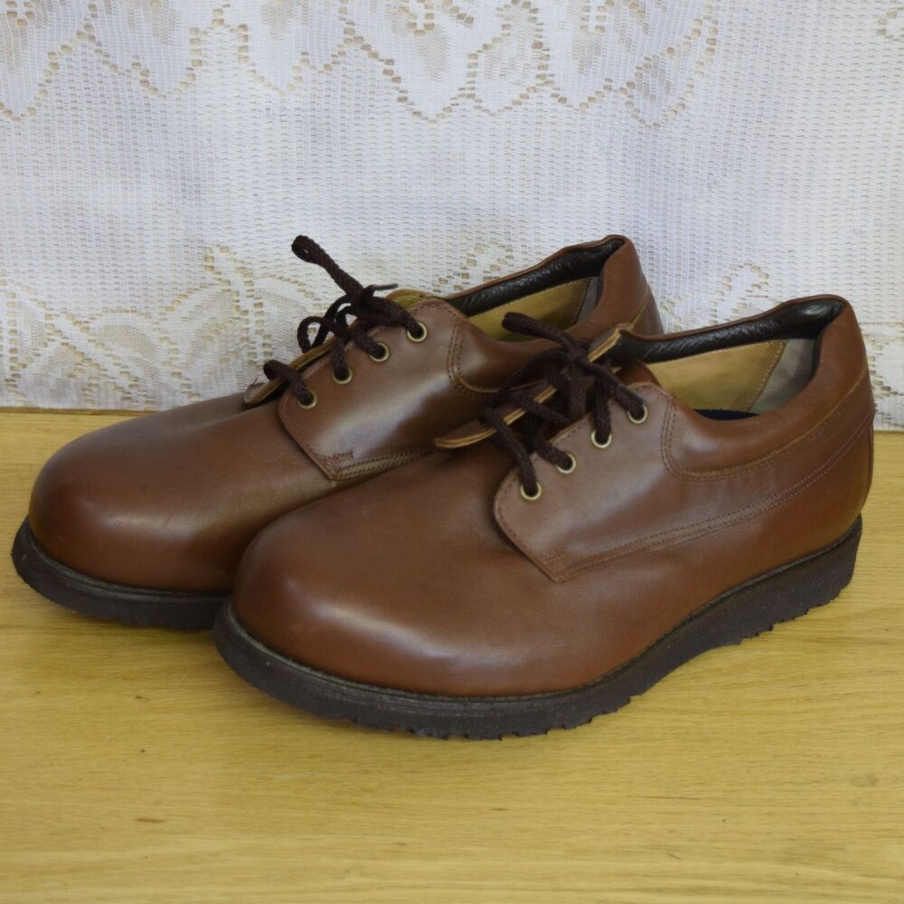 P.W. Minor Orthotic Mens Size 12 Lace Up Brown Leather Shoes Vibram Sole Comfort